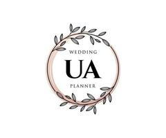 ua initialer brev bröllop monogram logotyper samling, hand dragen modern minimalistisk och blommig mallar för inbjudan kort, spara de datum, elegant identitet för restaurang, boutique, Kafé i vektor