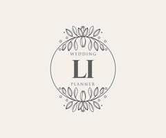 li initialen brief hochzeitsmonogramm logos sammlung, handgezeichnete moderne minimalistische und florale vorlagen für einladungskarten, save the date, elegante identität für restaurant, boutique, café im vektor