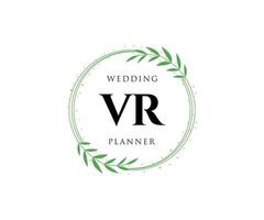 vr initialen brief hochzeitsmonogramm logos sammlung, handgezeichnete moderne minimalistische und florale vorlagen für einladungskarten, save the date, elegante identität für restaurant, boutique, café im vektor