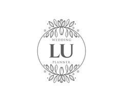 lu initialen brief hochzeitsmonogramm logos sammlung, handgezeichnete moderne minimalistische und florale vorlagen für einladungskarten, save the date, elegante identität für restaurant, boutique, café im vektor