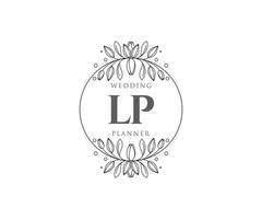 lp initialen brief hochzeitsmonogramm logos sammlung, handgezeichnete moderne minimalistische und florale vorlagen für einladungskarten, save the date, elegante identität für restaurant, boutique, café im vektor