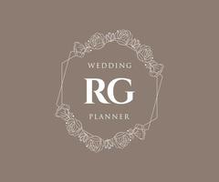 rg initialen brief hochzeitsmonogramm logos sammlung, handgezeichnete moderne minimalistische und florale vorlagen für einladungskarten, save the date, elegante identität für restaurant, boutique, café im vektor