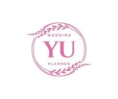 yu initialen brief hochzeitsmonogramm logos sammlung, handgezeichnete moderne minimalistische und florale vorlagen für einladungskarten, save the date, elegante identität für restaurant, boutique, café im vektor