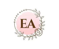 första ea feminin logotyp. användbar för natur, salong, spa, kosmetisk och skönhet logotyper. platt vektor logotyp design mall element.