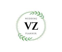 vz initialen brief hochzeitsmonogramm logos sammlung, handgezeichnete moderne minimalistische und florale vorlagen für einladungskarten, save the date, elegante identität für restaurant, boutique, café im vektor