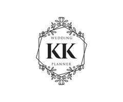 k k initialen brief hochzeit monogramm logos sammlung, handgezeichnete moderne minimalistische und florale vorlagen für einladungskarten, save the date, elegante identität für restaurant, boutique, café im vektor