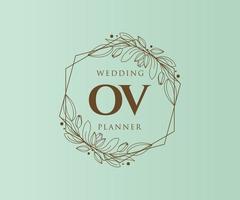 ov initialer brev bröllop monogram logotyper samling, hand dragen modern minimalistisk och blommig mallar för inbjudan kort, spara de datum, elegant identitet för restaurang, boutique, Kafé i vektor