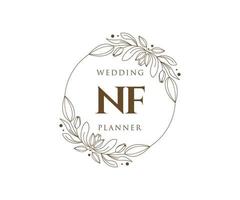 nf initialen brief hochzeitsmonogramm logos sammlung, handgezeichnete moderne minimalistische und florale vorlagen für einladungskarten, save the date, elegante identität für restaurant, boutique, café im vektor