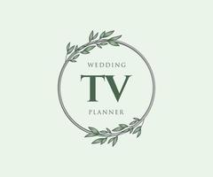 tv initialen brief hochzeit monogramm logos sammlung, handgezeichnete moderne minimalistische und florale vorlagen für einladungskarten, save the date, elegante identität für restaurant, boutique, café im vektor