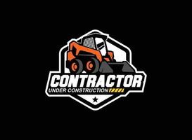 Landreinigung Kompaktlader-Logo-Vektor für Bauunternehmen. Schwermaschinenschablonen-Vektorillustration für Ihre Marke. vektor