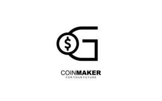 g logotyp mynt för identitet. pengar mall vektor illustration för din varumärke.