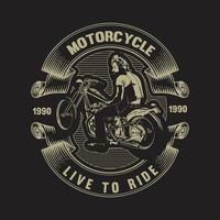 motorcykel t-shirt vektor