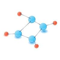 polyatomisk molekyl ikon, isometrisk stil vektor