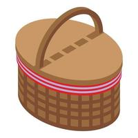 Landwirt Picknickkorb Symbol isometrischer Vektor. Lebensmittelbox aus Weidengeflecht vektor