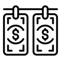 anti-pengar tvätt ikon, översikt stil vektor