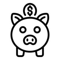 Geld-Sparschwein-Symbol, Umrissstil vektor