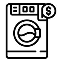 tvätt pengar tvätta maskin ikon, översikt stil vektor
