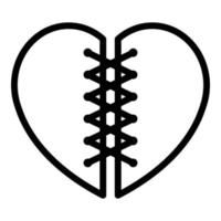 Symbol für gebrochenes geschnittenes Herz, Umrissstil vektor