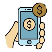Web-Smartphone-Banking-Symbol Farbumrissvektor vektor