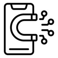 Telefonmagnet-Marketing-Symbol, Umrissstil vektor