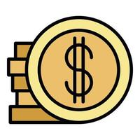 pengar mynt stack ikon Färg översikt vektor