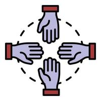 Hand-Teamwork-Symbol Farbumrissvektor vektor