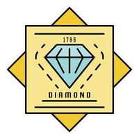 gammal diamant logotyp, översikt stil vektor