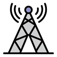 Farbe des Umrissvektors für Radio-TV-Turm-Symbol vektor