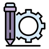 penna redskap hjul ikon Färg översikt vektor
