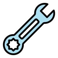 Zimmermann Schlüssel Werkzeug Symbol Farbe Umriss Vektor