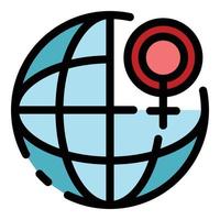globaler Farbumrissvektor für das Empowerment von Frauen vektor