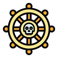 pirat fartyg hjul ikon Färg översikt vektor