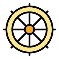 Kreuzfahrtschiff Rad Symbol Farbe Umriss Vektor