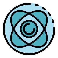 atom i en cirkel ikon Färg översikt vektor