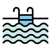Schwimmbecken Symbol Farbe Umriss Vektor