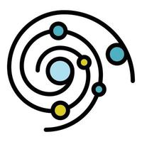 spiral rörelse av planeter ikon Färg översikt vektor