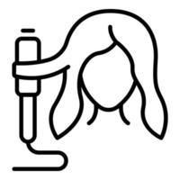 Mädchen Haare Curling Symbol Umriss Vektor. pflegerische Behandlung vektor