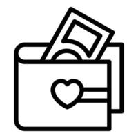 Brieftasche Liebe Geld Symbol Umriss Vektor. Emoji-Schulden vektor