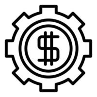 Symbol Umrissvektor für das Finanzzahnrad. Job-Dashboard vektor