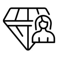 Narzissmus-Diamant-Mädchen-Symbol, Umrissstil vektor