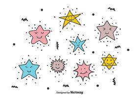 Leende stjärnor Doodle Vector Set