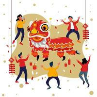 chinesischer Neujahrslöwentanz vektor