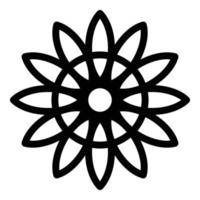 solros ikon, översikt stil vektor
