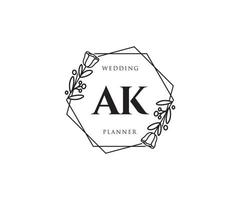 första ak feminin logotyp. användbar för natur, salong, spa, kosmetisk och skönhet logotyper. platt vektor logotyp design mall element.