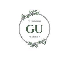 Gu Initialen Brief Hochzeit Monogramm Logos Sammlung, handgezeichnete moderne minimalistische und florale Vorlagen für Einladungskarten, Save the Date, elegante Identität für Restaurant, Boutique, Café im Vektor