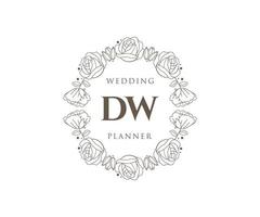 dw initialen brief hochzeitsmonogramm logos sammlung, handgezeichnete moderne minimalistische und florale vorlagen für einladungskarten, save the date, elegante identität für restaurant, boutique, café im vektor