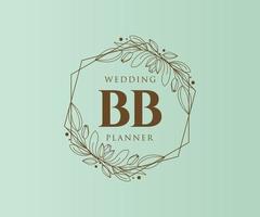 bb initialer brev bröllop monogram logotyper samling, hand dragen modern minimalistisk och blommig mallar för inbjudan kort, spara de datum, elegant identitet för restaurang, boutique, Kafé i vektor