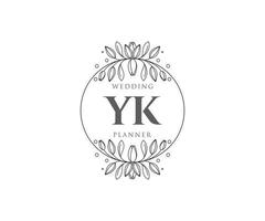 yk initialen brief hochzeitsmonogramm logos sammlung, handgezeichnete moderne minimalistische und florale vorlagen für einladungskarten, save the date, elegante identität für restaurant, boutique, café im vektor