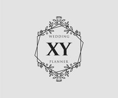 xy initials brief hochzeitsmonogramm logos sammlung, handgezeichnete moderne minimalistische und florale vorlagen für einladungskarten, save the date, elegante identität für restaurant, boutique, café im vektor