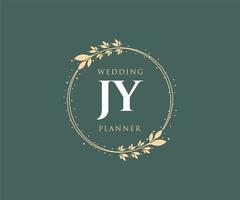 jy initialen brief hochzeitsmonogramm logos sammlung, handgezeichnete moderne minimalistische und florale vorlagen für einladungskarten, save the date, elegante identität für restaurant, boutique, café im vektor